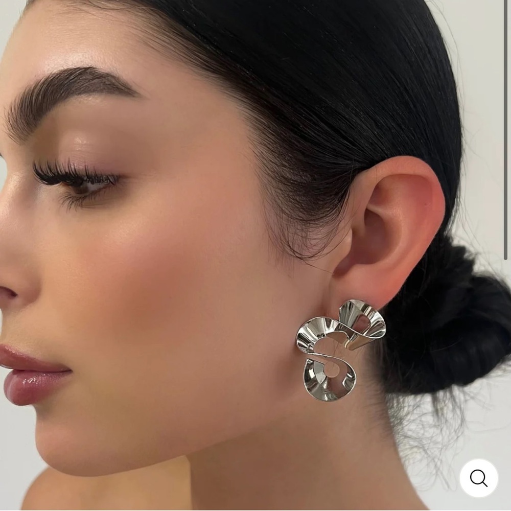 Chrome swirl earrings